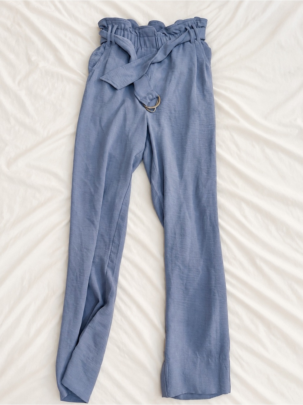 BCBGeneration Dusty Blue High-Rise Paperbag Pants